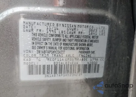2017 Nissan Sentra S from USA, damaged, VIN 3N1AB7AP5HY234237